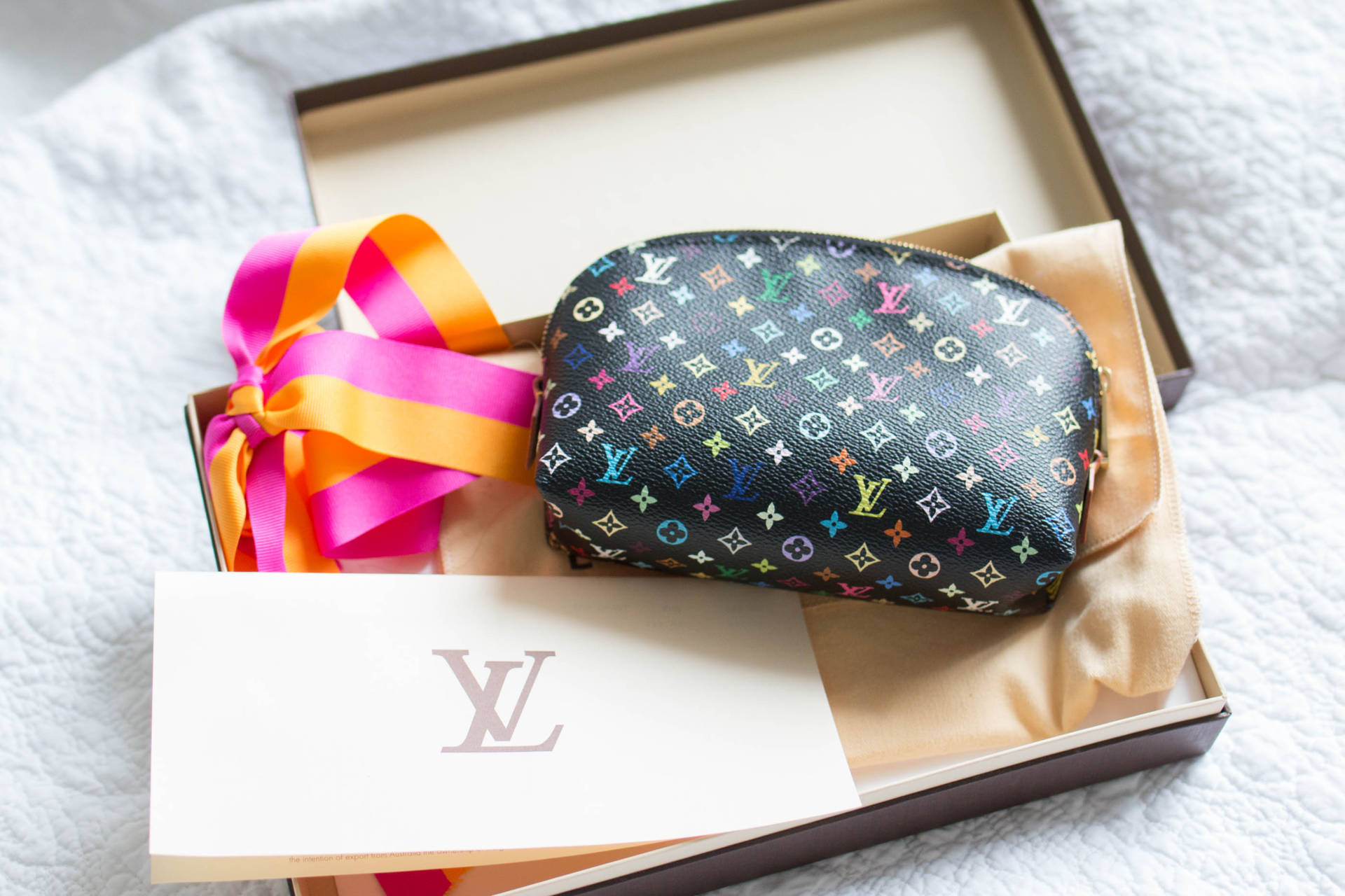 Louis Vuitton Multicolor Noir Cosmetic Pouch PM (Brand New) | heyyyjune.