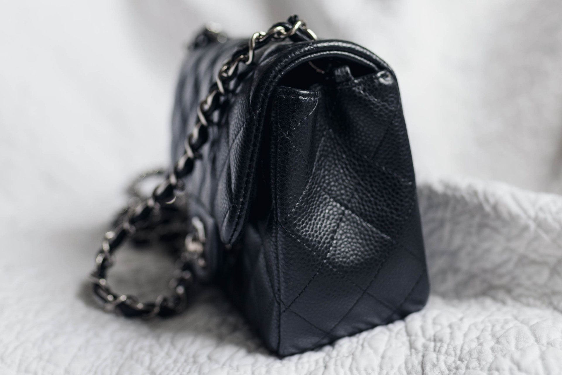 Chanel Square Mini Flap Black Caviar Leather Silver hardware