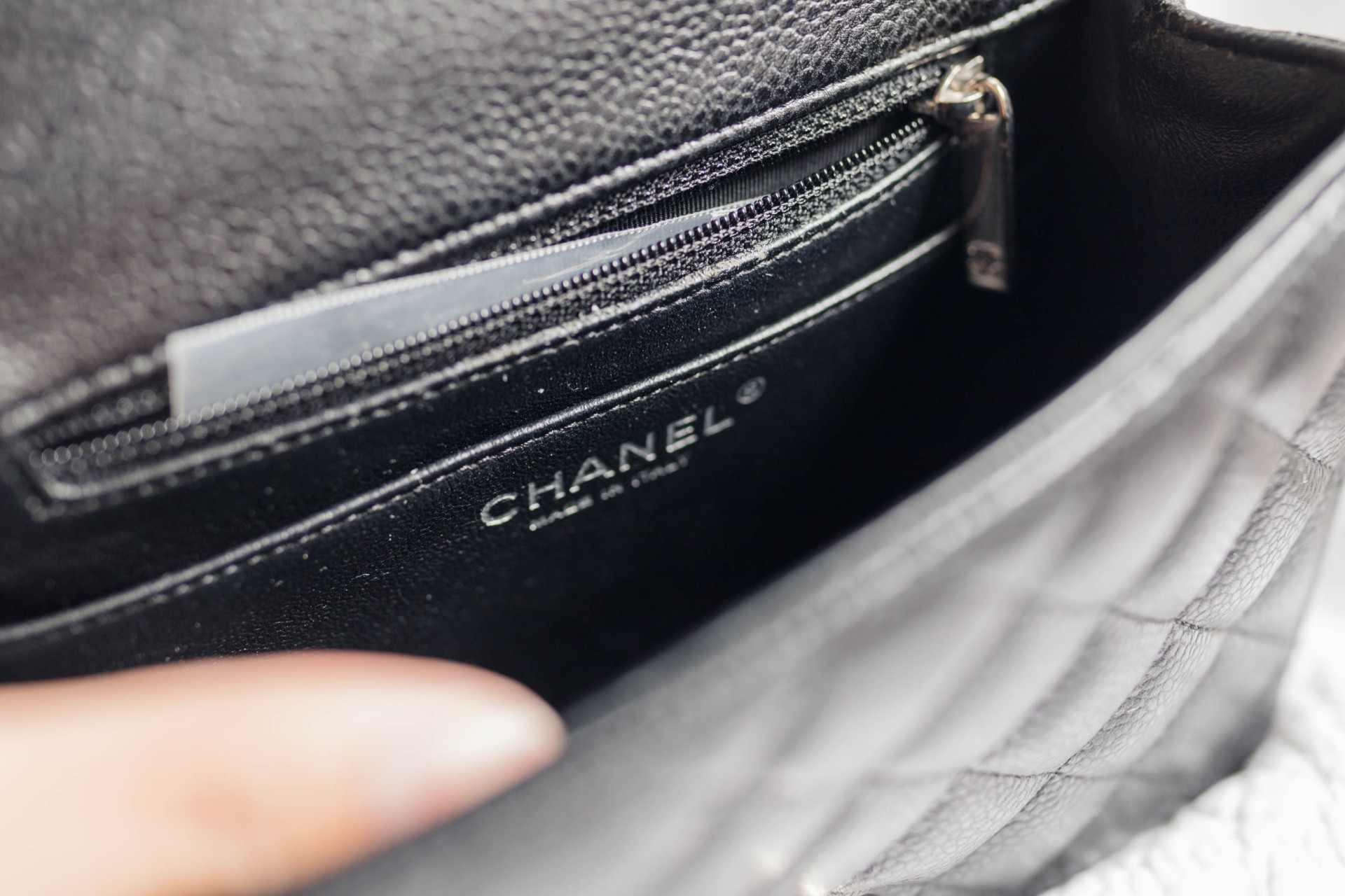 Chanel Square Mini Flap Black Caviar Leather Silver hardware